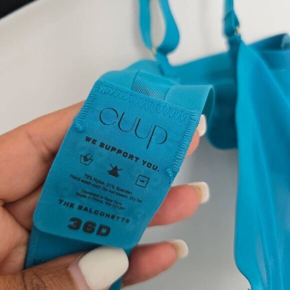 Cuup Bra Women's 36D Blue Sheer Non Padded Underwired Adjustable Strap Stretch T - Picture 4 of 8